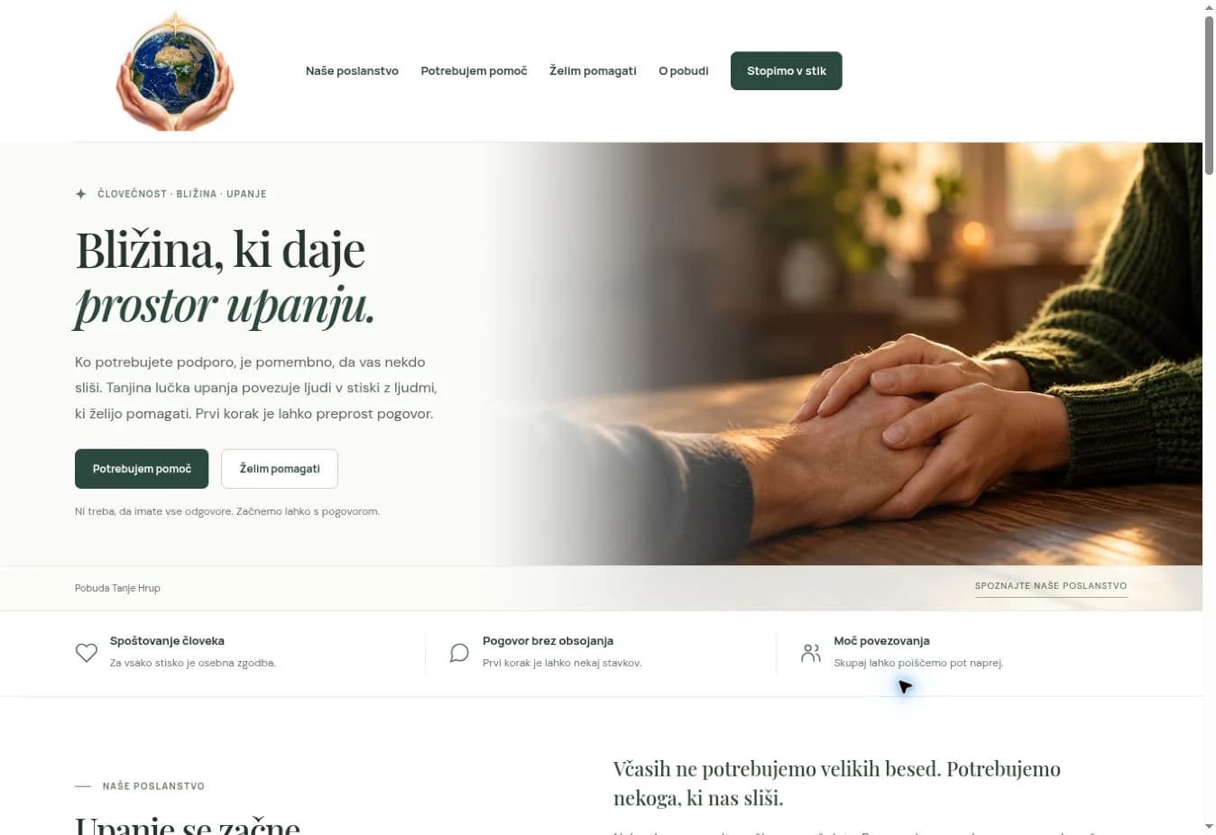 Začetna stran pobude Tanjina lučka upanja